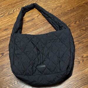 Poppies & Peonies Quilted Black Haul It Hobo Bag